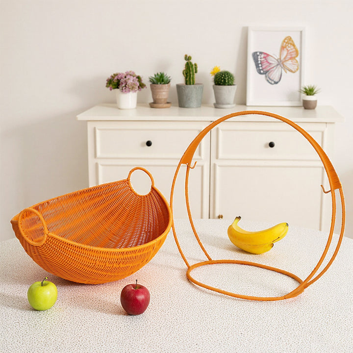 Modern Wicker Fruit Bowl with Stand Stornfield