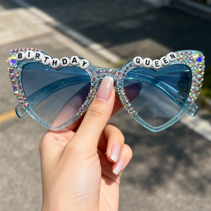 Decorative Rhinestone-Embellished Heart-Shaped Sunglasses Stornfield