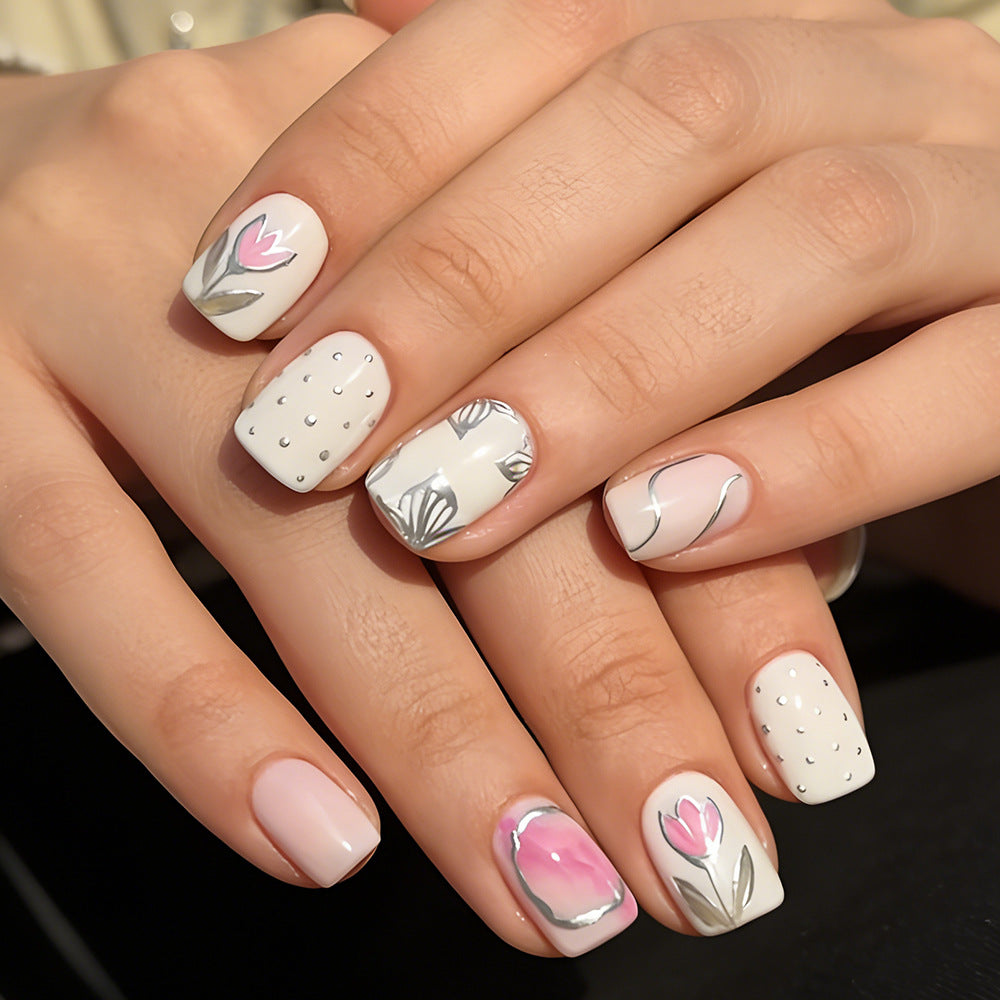 Elegant Floral Design Gel Nail Art Stornfield