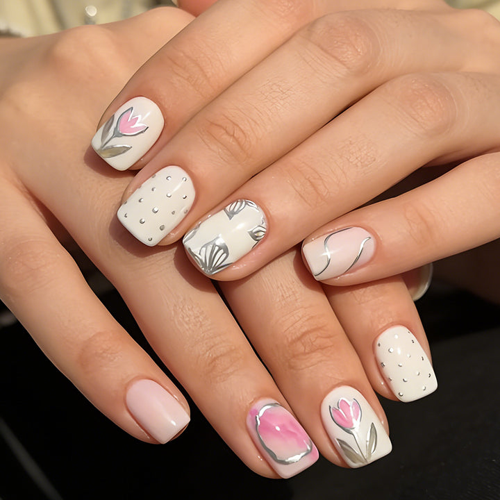 Elegant Floral Design Gel Nail Art Stornfield