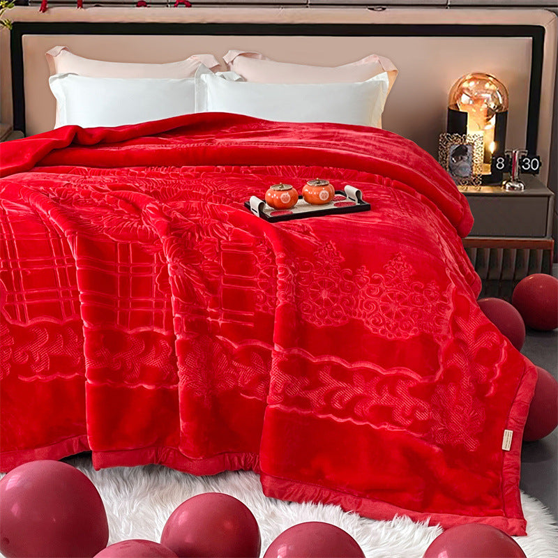 Cozy microfiber quilted blanket with floral relief embossing