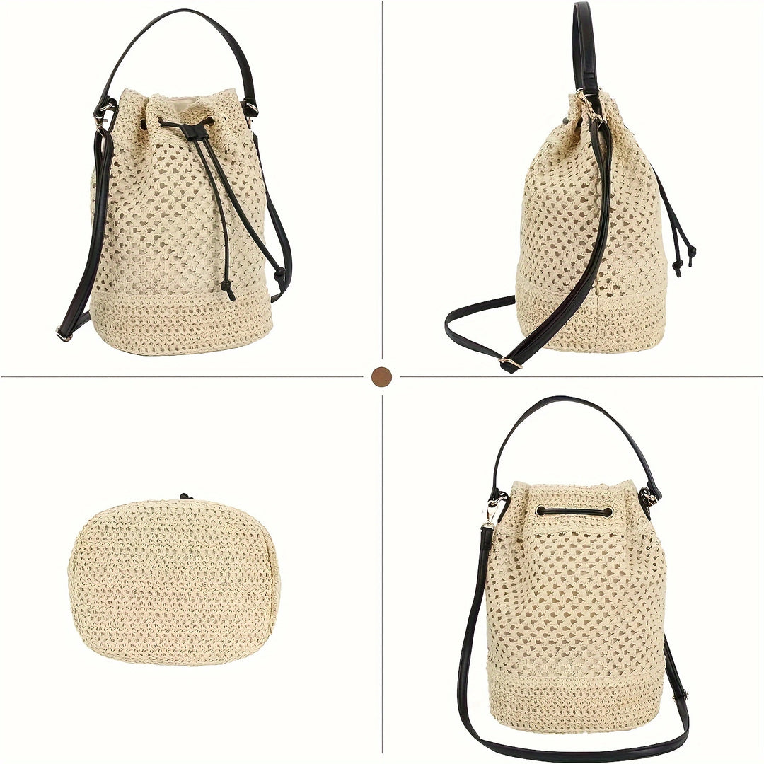 Versatile macrame shoulder bag with leather accents Stornfield