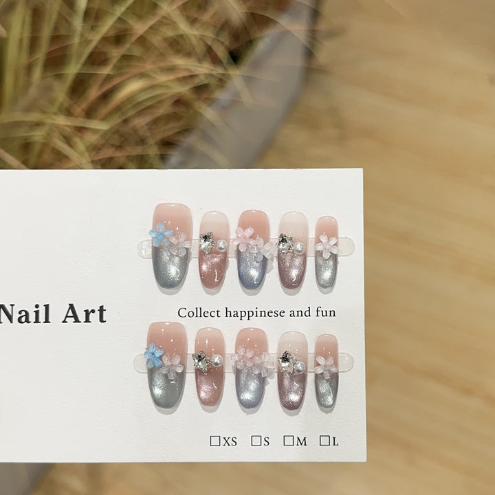 Decorative Floral Press-On Nail Art