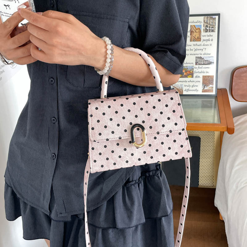 Polka Dot Structured Crossbody Handbag