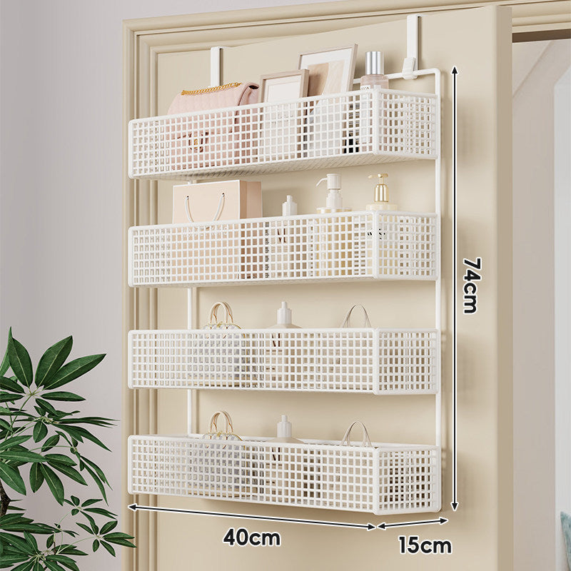 Over-Door Double-Tier Grid Hanging Storage Basket