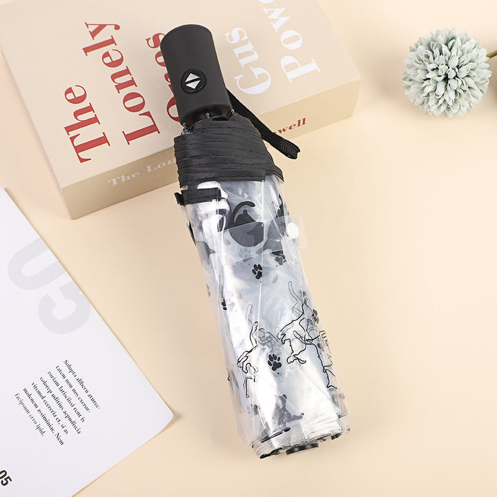 Women's Foldable Umbrella with Transparent Design and Animal Patterns Stornfield