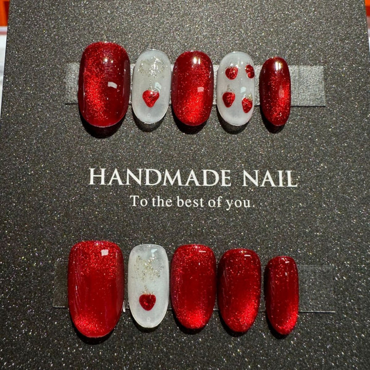Handmade Heart Design Press-On Nail Set