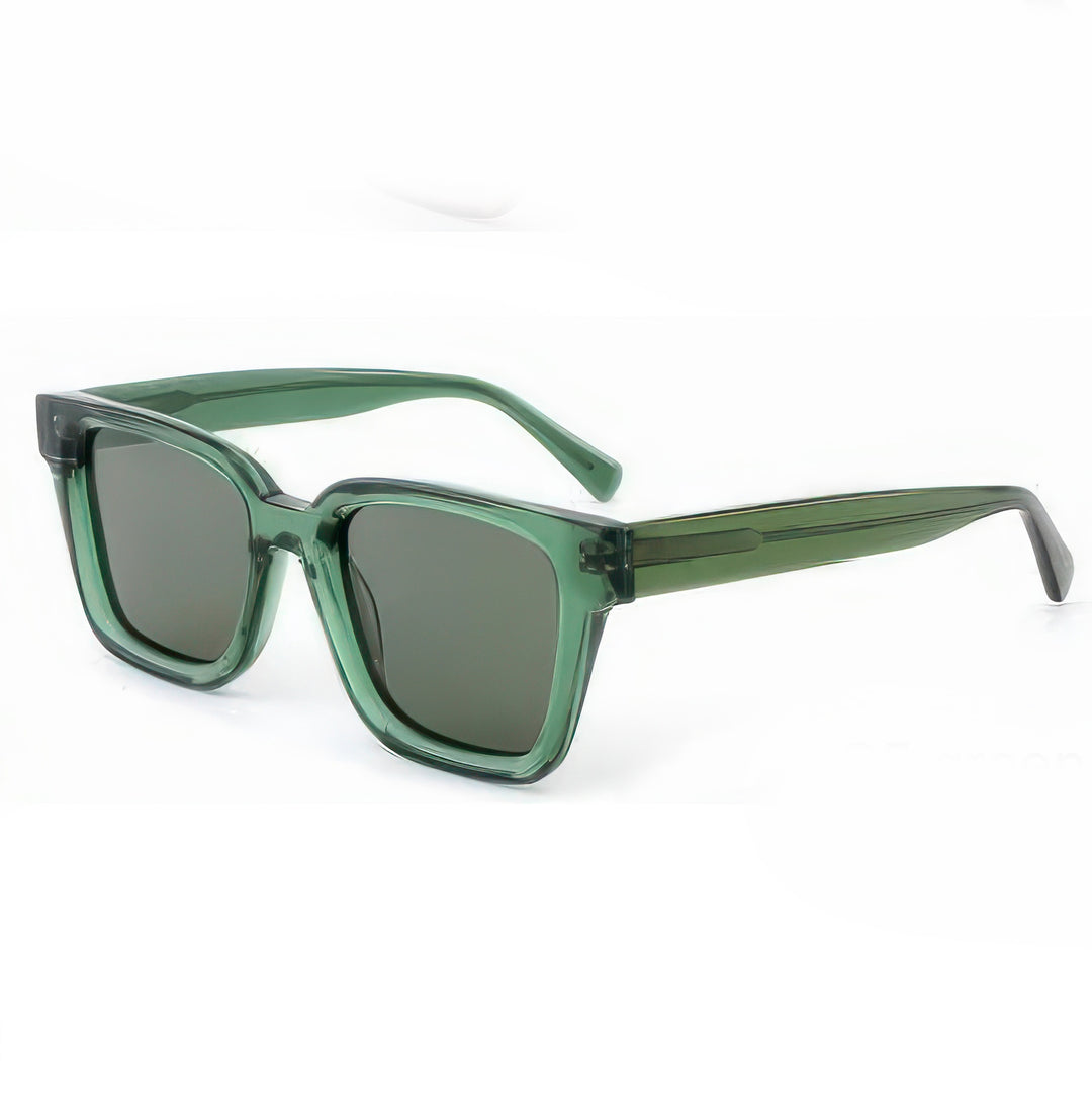 Ladies' Fashionable Square Sunglasses with Transparent Plastic Frame and Polarized Lenses Stornfield