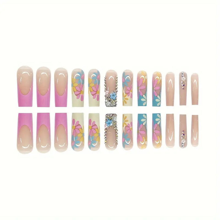 Vibrant Floral Press-On Nail Art Stornfield