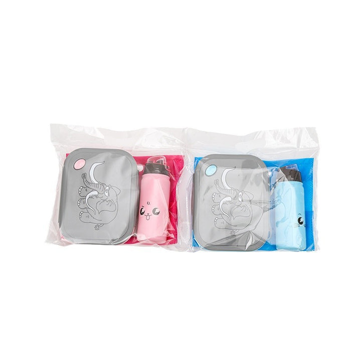 Cute Cat Face Water Bottle and Lunch Box Set