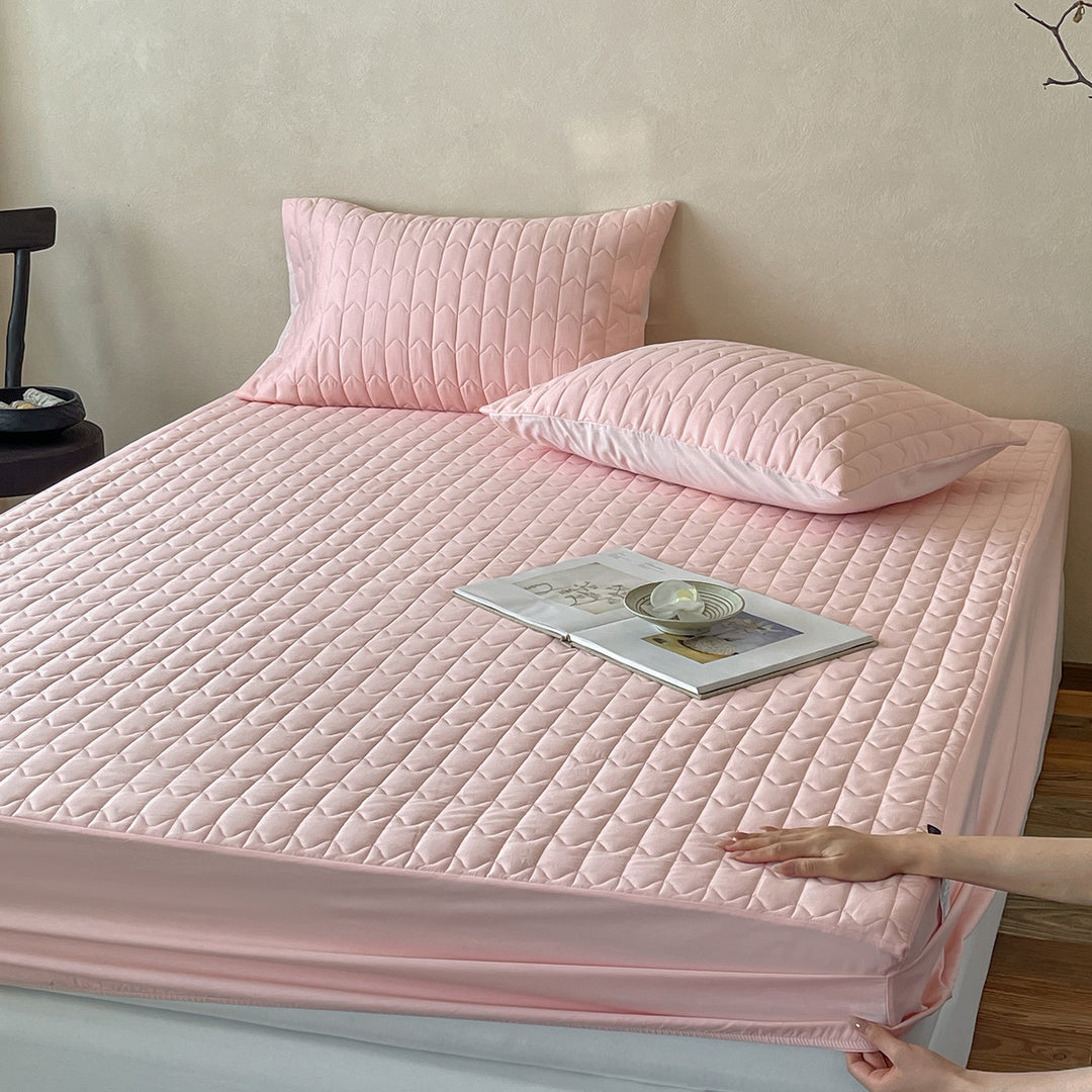 Quilted Fitted Mattress Protector and Pillow Cover Set