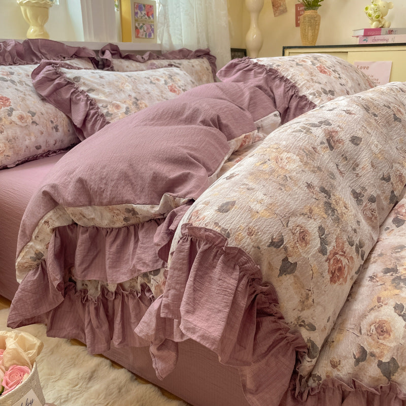 Decorative Ruffled Floral Cushion Set