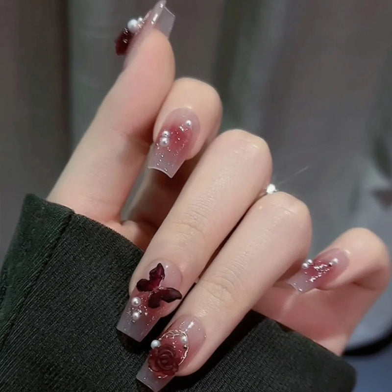 Artistic Press-On Nail Set with Glittery Star Accents Stornfield