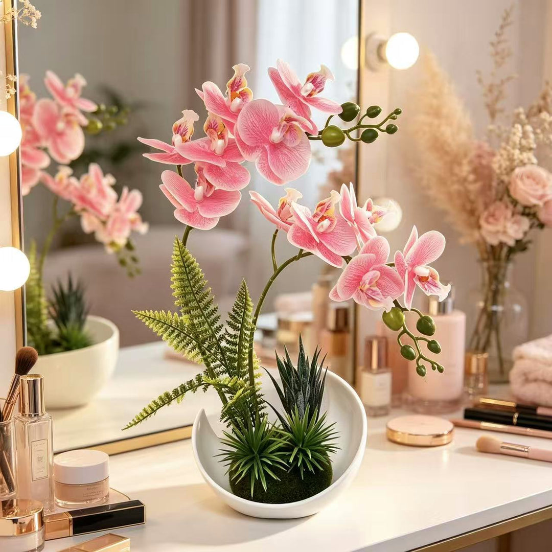 Lifelike Orchid Plant Arrangement for Indoor Display