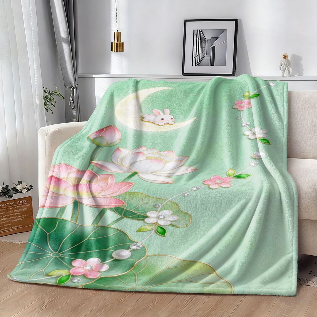 Elegant Floral Print Fleece Blanket