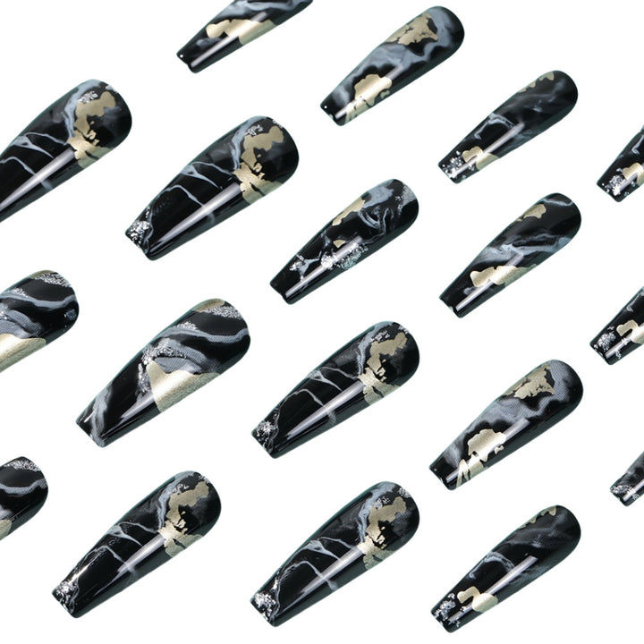 Artificial nails in elegant marble and gold design Stornfield