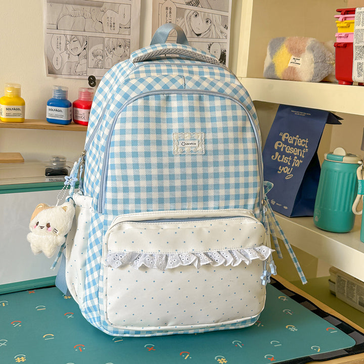 Playful Gingham Patterned School Backpack Stornfield
