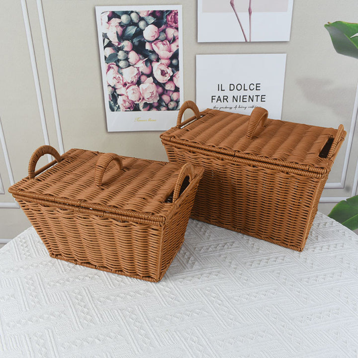 Handcrafted Woven Storage Basket with Lid Stornfield
