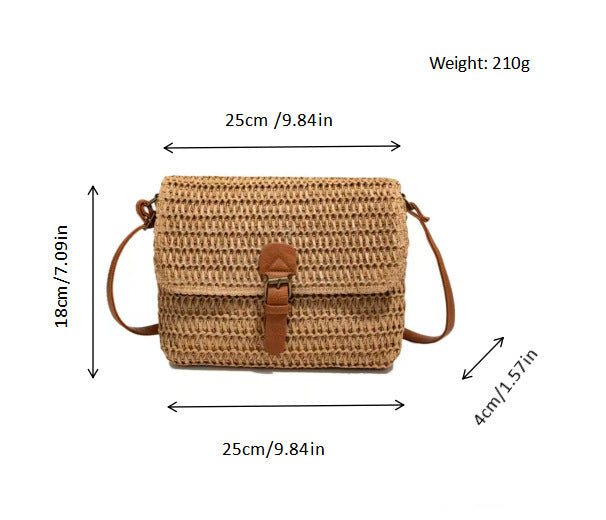 Handbag made of braided natural material with adjustable shoulder strap Stornfield