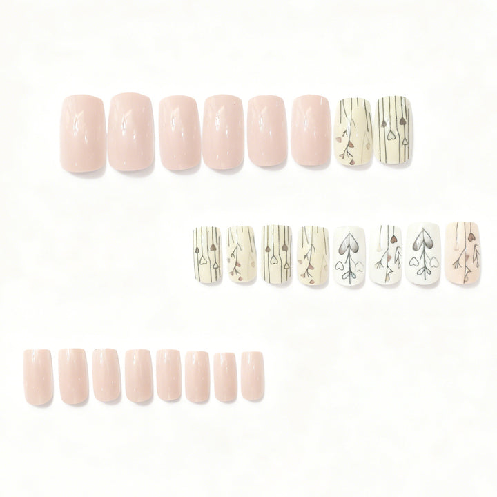 Elegant Heart-Themed Acrylic Nail Art Stornfield