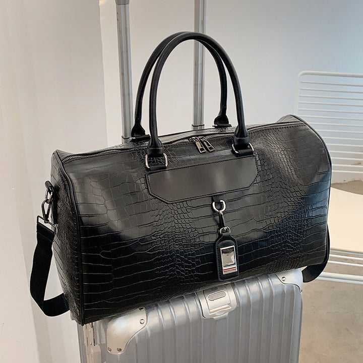 Crocodile-Texture Travel Duffle Bag Stornfield