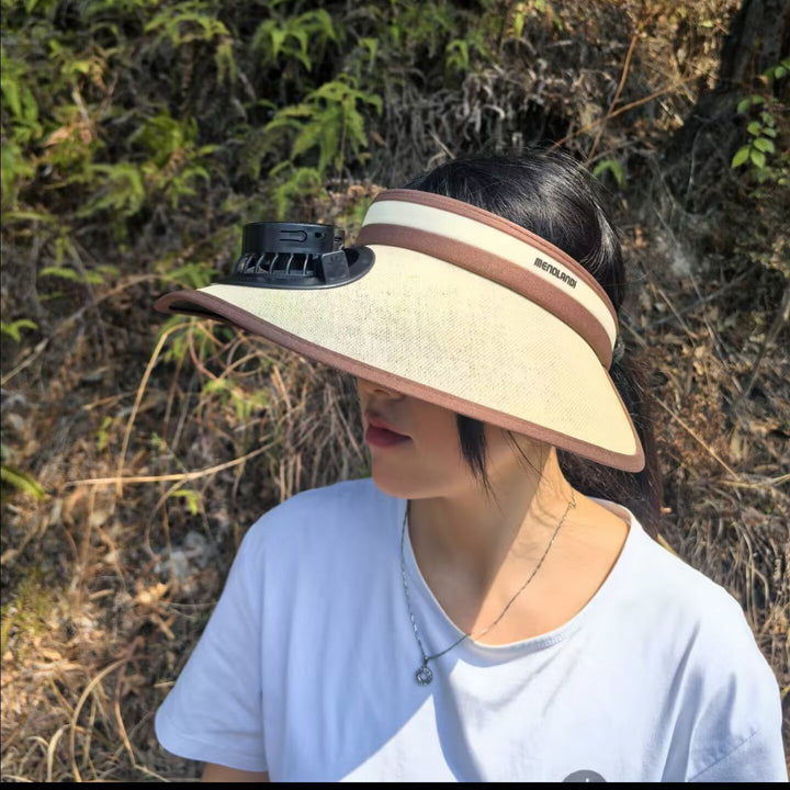 Sun protection visor with solar powered fan Stornfield