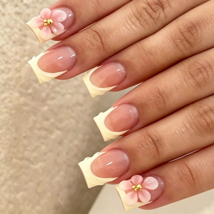 Elegant Press-On Nail Tips with Decorative Bow Stornfield