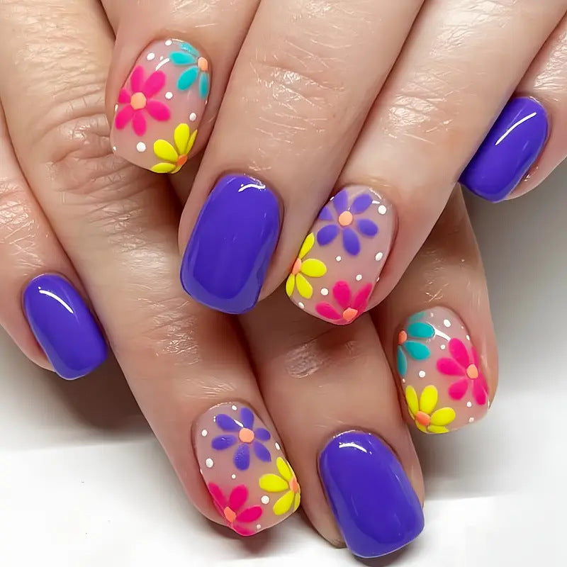 Floral Themed Acrylic Nail Art Stornfield