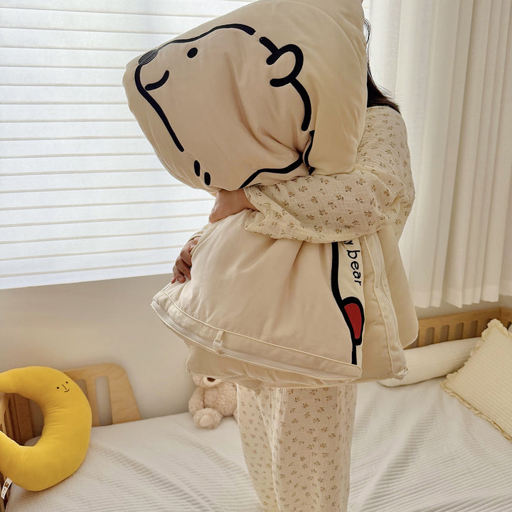 Toddler Quilted Cotton-Blend Cartoon Polar Bear Comforter Bedding Set