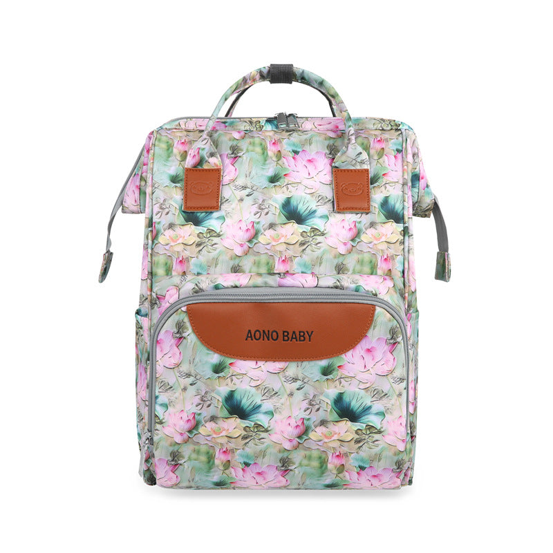 Creative Floral Print Multi-Pocket Diaper Backpack Stornfield