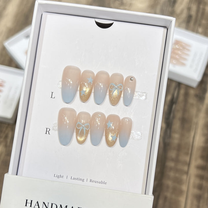 Decorative Press-On Nail Set with Glitter and Bow Accents Stornfield