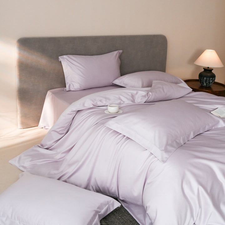 Silk-Feel Sateen Duvet Cover Set with Pillowcases and Breathable Wrinkle-Resistant Finish
