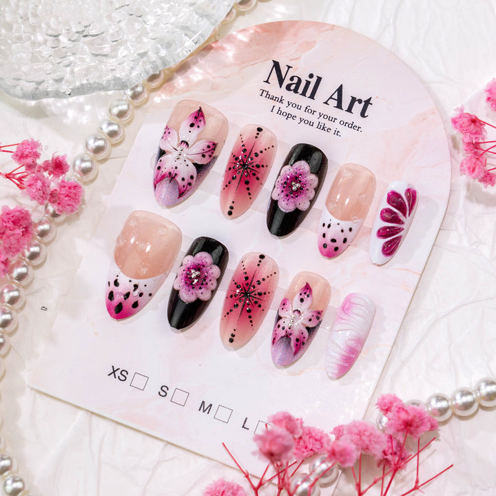 Decorative Floral and Artistic Press-On Nail Set