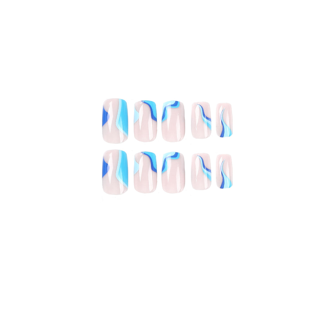 Artful nail extensions with maritime wave pattern Stornfield