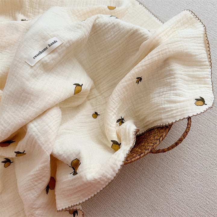 Unisex Muslin Blanket with delicate floral design and elegant ruffles Stornfield
