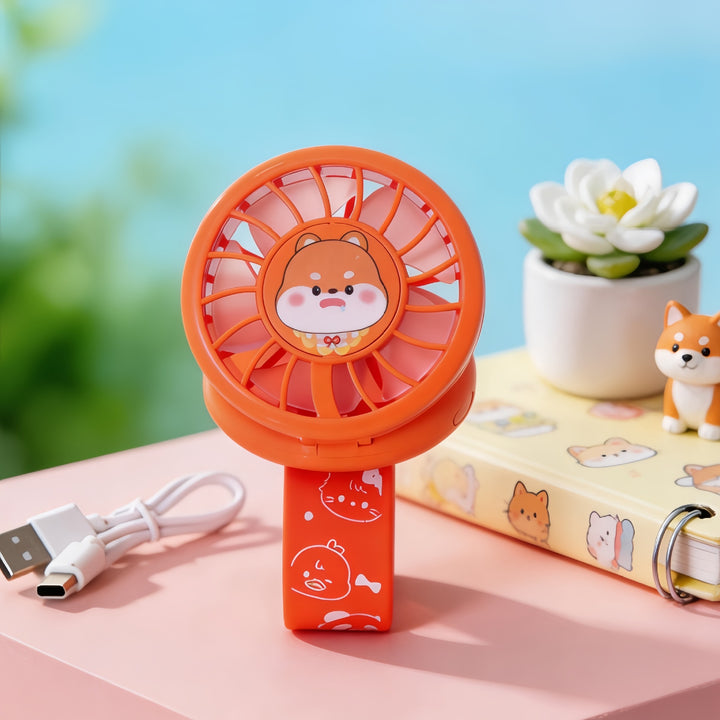 Women's Portable Hand Fan with Cute Animal Design and USB Charging Function Stornfield
