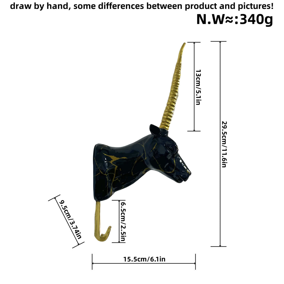 Wall hooks in the shape of a stylized unicorn Stornfield