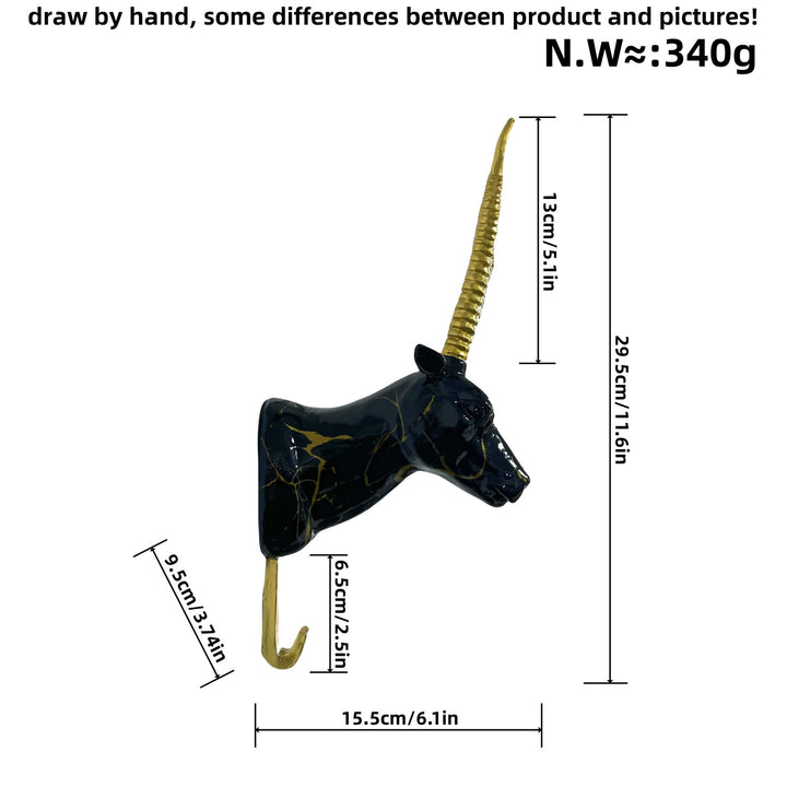 Wall hooks in the shape of a stylized unicorn Stornfield