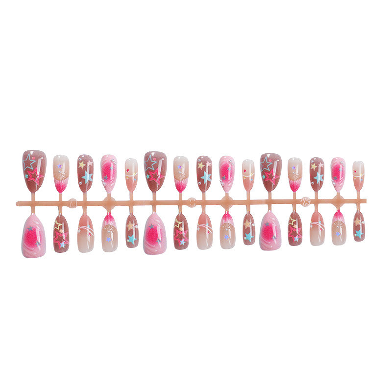 Star-Printed Creative Press-On Nail Art