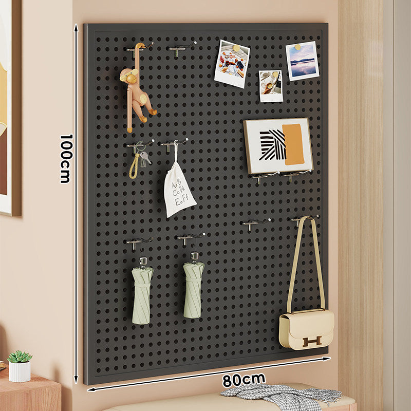 Wall-Mounted Perforated Pegboard Organizer Panel with Modular Hooks