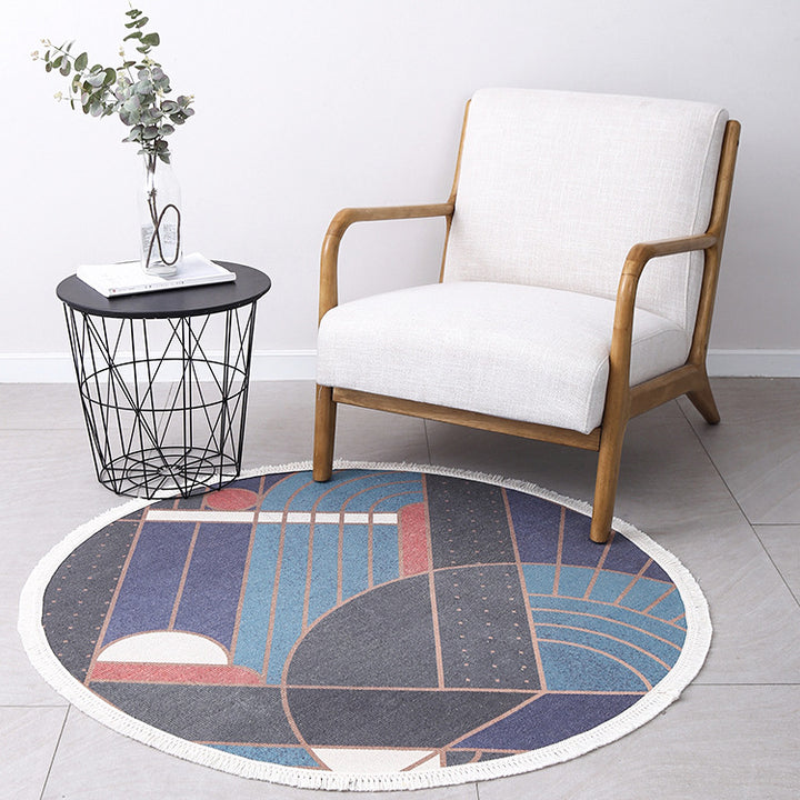Round Decorative Living Room Carpet with Modern Geometric Pattern Stornfield