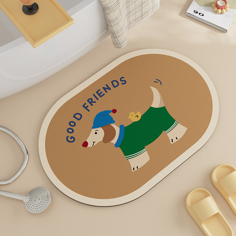 Fun Cartoon Dog Bath Mat