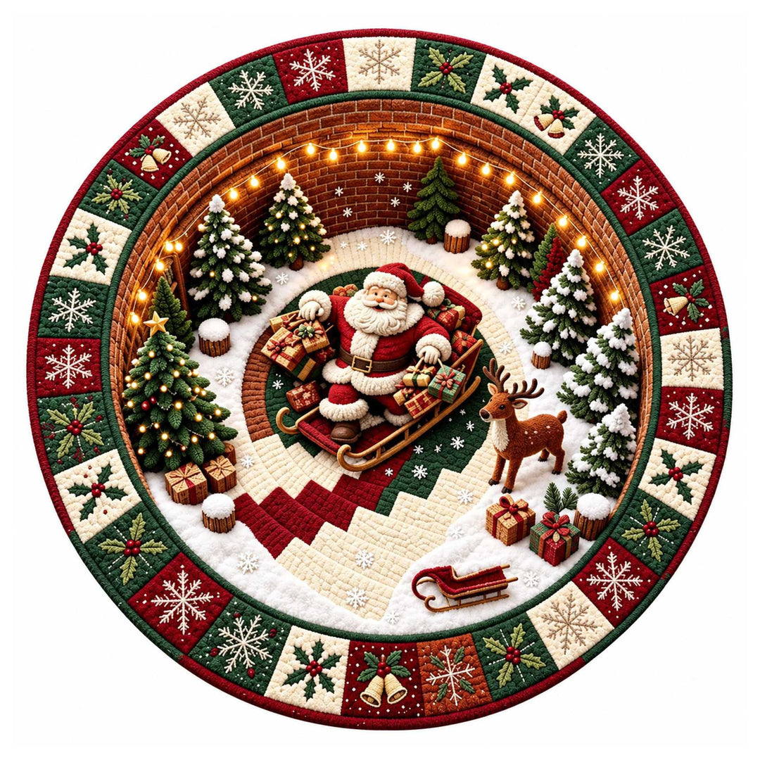 Festive Santa Claus Themed Round Mat for Home