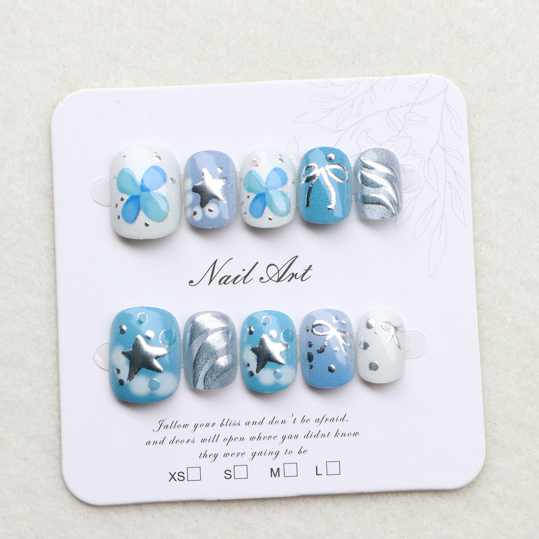 Artistic Star and Bow Press-On Nail Set Stornfield