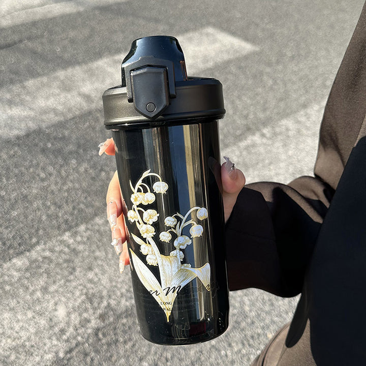Women's Insulated Drinking Bottle with Elegant Flower Design Stornfield