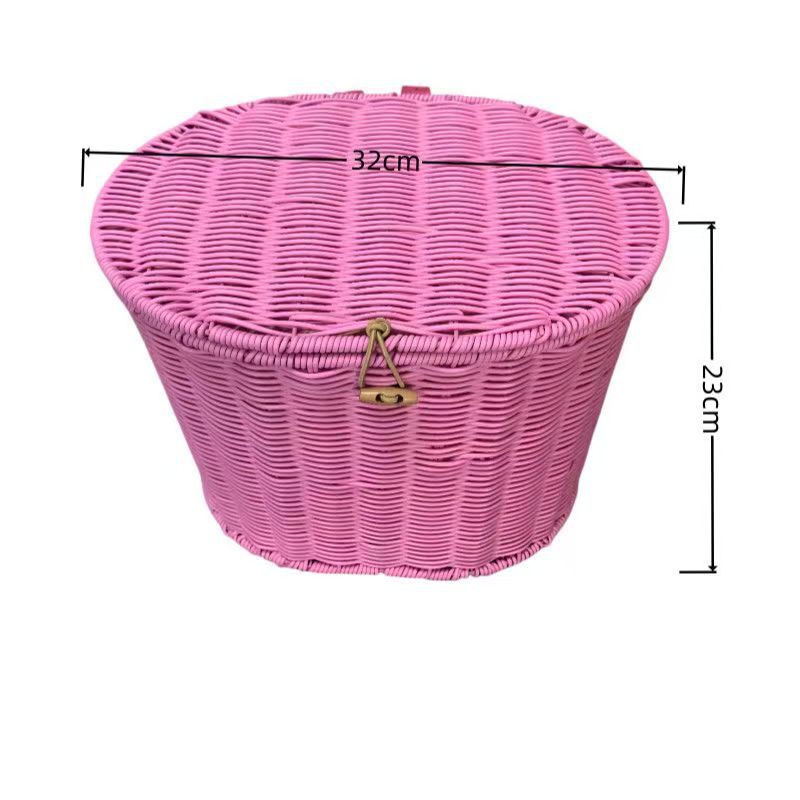 woven rattan front bicycle basket with universal handlebar mount Stornfield