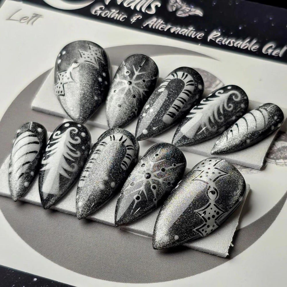 Creative Nail Art in Glamorous Black-White Design Stornfield