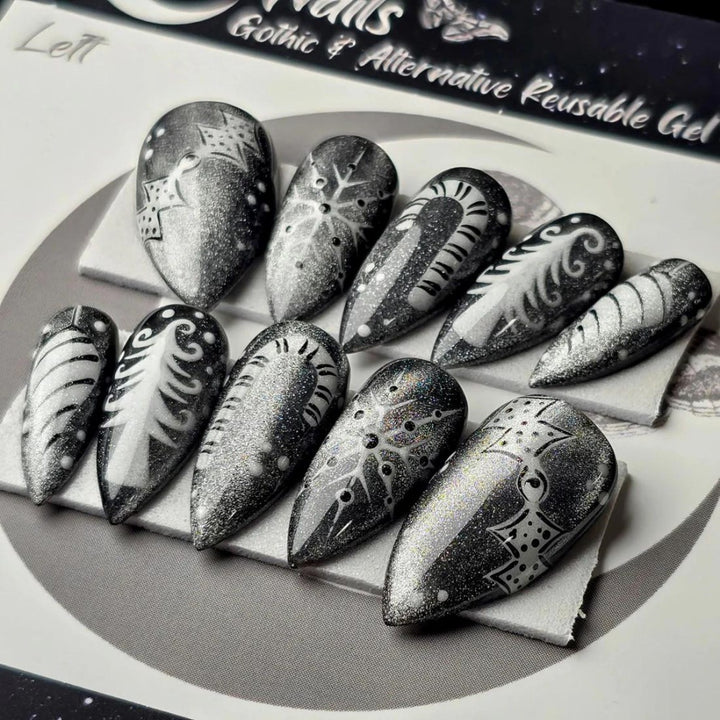 Creative Nail Art in Glamorous Black-White Design Stornfield