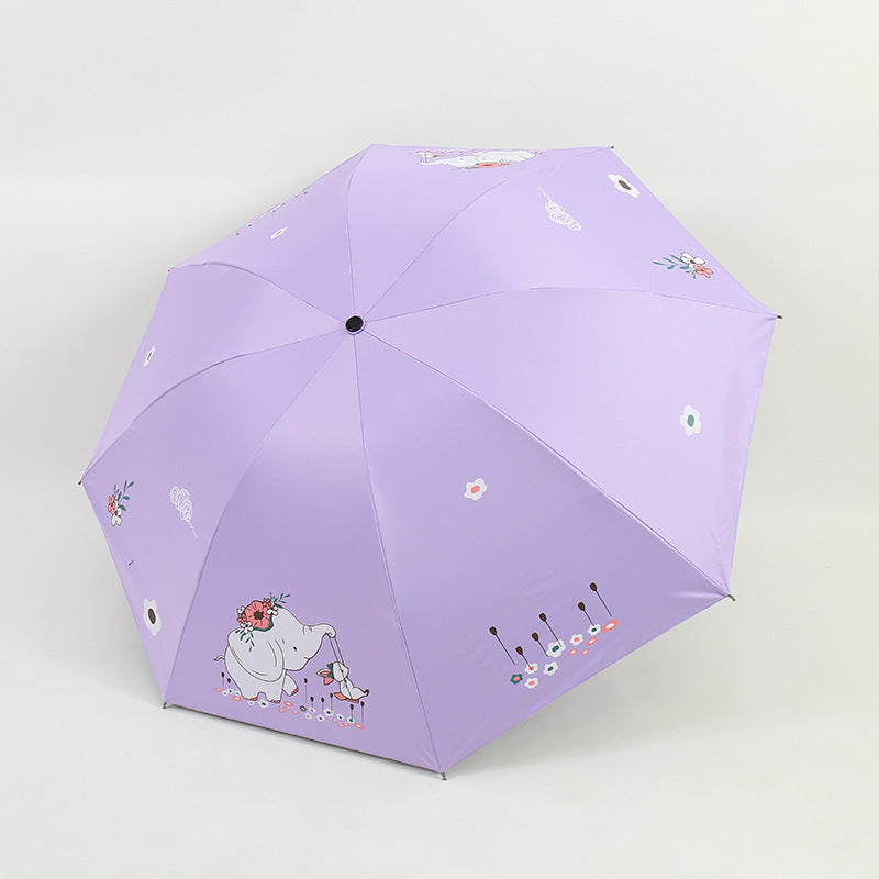 Women Folding Umbrella with Cute Elephant Design Stornfield