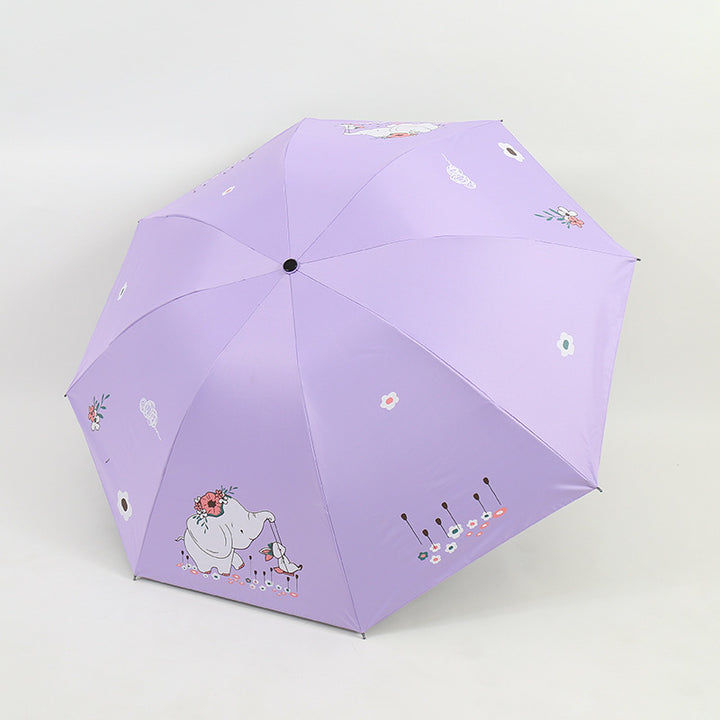 Women Folding Umbrella with Cute Elephant Design Stornfield